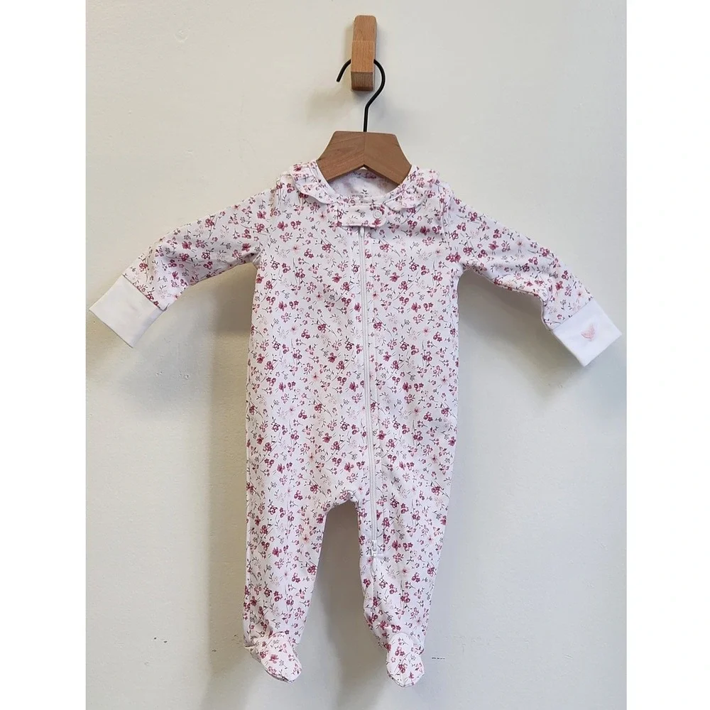 Petite Plume Newborn Baby Girl Floral Footed Pink Sleep Pajama Cotton 0-3 Months